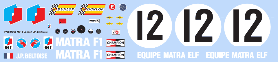 1968 Matra MS11 German Grand Prix Decals