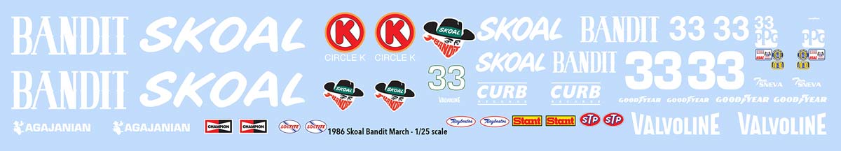 1986 Skoal Bandit Decals